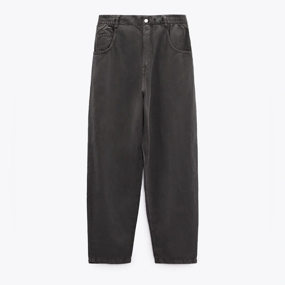 Zara Relaxed Fit Linen Blend Trousers